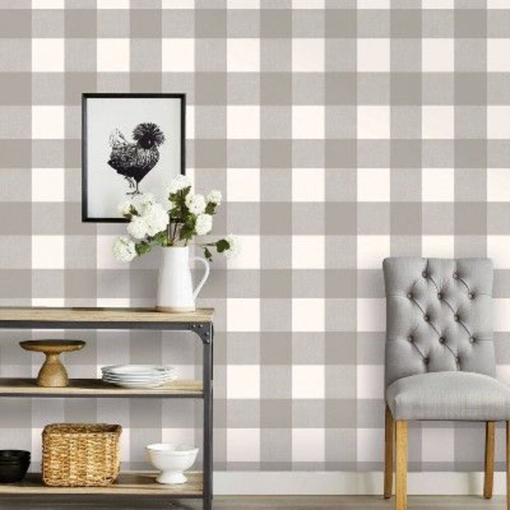 Threshold -  Buffalo Plaid 198"x20" Peel and Stick Wa Gray
